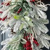 Glitzhome 28 Inch Flocked Christmas Teardrop Wreath with Pinecones and