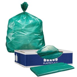 Plasticplace 64-65 Gallon Trash Can Liners for Toter │ 1.5 Mil │ Green Heavy Duty Garbage Bags │ 50” x 60” (50 Count) (W65LDGTL)