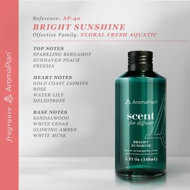 Aromaplan Hotel Scents Bright Sunshine 5 Fl Oz (148ml), Home Luxury Aroma & Hotel Collection Diffuser Oil- Hotel Diffuser Oil for Aromatherapy- USA Made, Bigger Bottle, Bolder Aroma & Longer Lasting