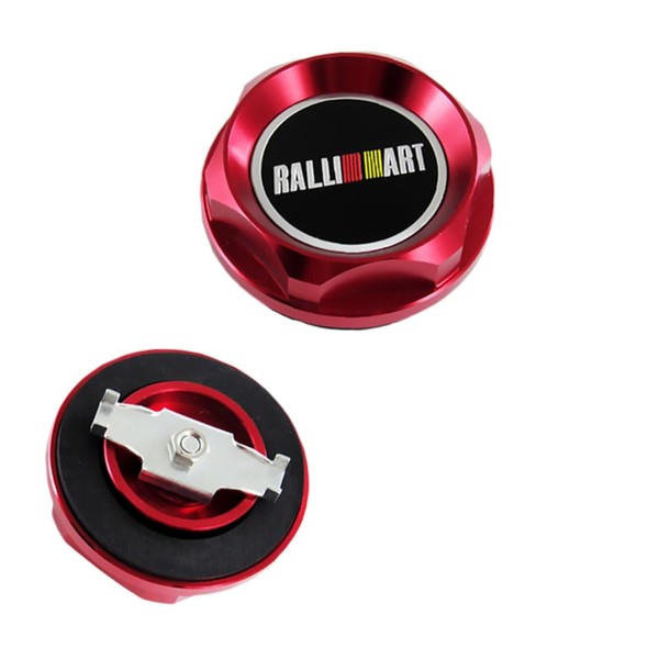  Aluminum Alloy Car Gas Engine Oil Filler Cap Plug Cover Compatible with Mitsubishi Outlander Lancer Montero Tredia Galant (Ralliart -Red)