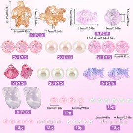 SUNNYCLUE 1 Box 3000+Pcs Ocean Glass Beads Conch Scallop Bead Glass Fish Bead Seashell Beads Sea Turtle Beads Pink Hawaii Summer Spacer Beads for Jewelry Making DIY Bracelets Earrings Necklaces Craft