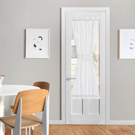 NICETOWN White Sheer Door Curtains for French Door - Front Door Curtains for Small Window, Short Door Shade for Sidelight Curtains, Thermal Insulated Door Side Window Covering, W26 x L64, 1 Panel