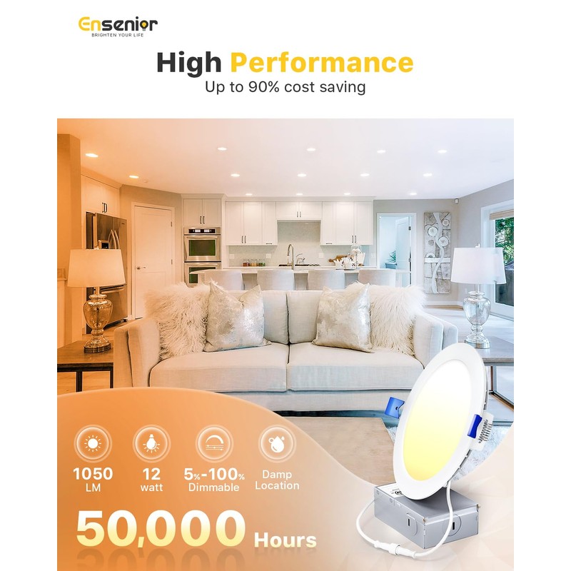 Ensenior 6 Pack 6 Inch Ultra-Thin LED Recessed Light with