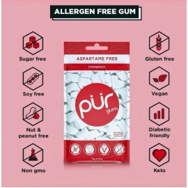 PUR Xylitol Chewing Gum 6 Flavor Variety (55 Pieces, 6 Pack) Sugarless Vegan