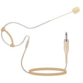 YXG Beige Headset Headworn Microphone- Low Profile Light-Weight, with1.45m Cable 3.5mm Thread Screw Lock Head，for Wireless System & Body/Belt Pack Transmitter
