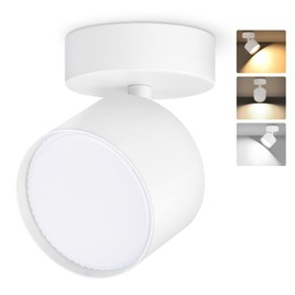 GeyouLux 3CCT LED Surface-Mounted Spotlight Swivelling 350° + 90° Ceiling Spotlight White LED, Includes 7 W 800LM GX53 LED Bulb, 3000 K/4000 K/6500 K Surface-Mounted Aluminium Spotlights,