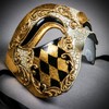 ILOVEMASKS Venetian Phantom GOLD Checker Men Masquerade Ball Party Classic
