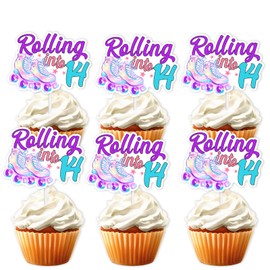 S-Zroll-14 Ice Cream Fruit Dessert Cupcake Topper Colorful Glitter Happy Birthday Sensory Pop Game Theme Decor Supplies Baby Shower Boys Girls Birthday Party Decorations