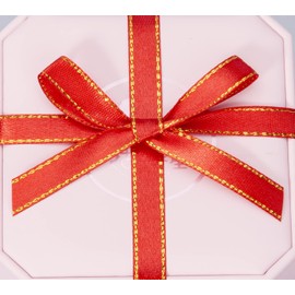 YASEO 50 Yards 3/8 Inch Red Satin Ribbon with Gold Edges, Gold Border Fabric Ribbons for Gift Wrapping and Crafts