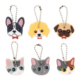 6pcs Cartoon Key Set Animal Car Keychain House Key Caps Animal Protect Top Identifiers Car Key Labeling Tags Car Chain Animal Key Covers Alarm Hacker Soft Rubber