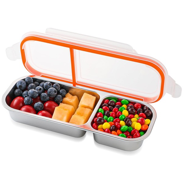 Ulezuar Stainless Steel Snack Containers with Lids, Reusable Condiment Box,