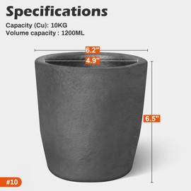 Molten Masters #10-10KG Premium Black Silicon Carbide Graphite Crucibles Cup Furnace Torch Melting Casting Refining for Aluminum, Gold, Silver, Copper, Brass Withstand 1800 ℃/3272℉