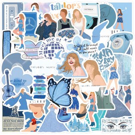 Popular Music Stickers Waterproof Vinyl Decals for Water Bottle Laptop Guitar Car Luggage Skateboard Manga Gifts for Teens Girls Boys (60pc-Blue)