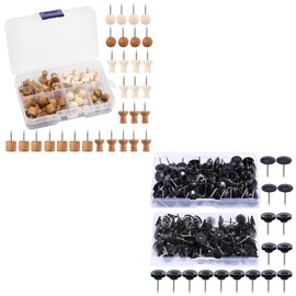 60 Pcs Wood Push Pins Decorative Thumb Tacks with 200Pcs Push Pins Decorative Flat Push Pins for Bulletin Boards Craft Projects with Storage Box
