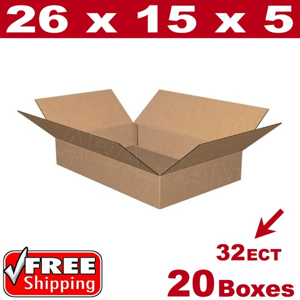 Apex Packaging Supply 20 - 26x15x5 Cardboard Boxes Mailing Packing