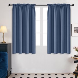 Deconovo - Cortinas opacas para recámara, con aislamiento térmico, con bolsillo para barra y oscurecimiento de habitación, cortinas que reducen el ruido, 42 pulgadas de ancho x 63 pulgadas de largo
