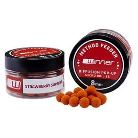 Tandem Baits Methood Feeder MF Diffusion Micro Boilies 12 x 8 mm Strawberry Supreme Carp Bait Carp Fishing without Effort, Bait for Large Fish Fishing, Carp Accessories for Professionals & Hobby Fishers