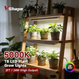 Vshape T8 Grow Light for Indoor Plants, 2FT, 24W, 5000K, 2 Pack, Linkable