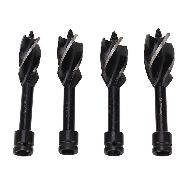 4 Pcs Wood Auger Bit 4 Flute Detachable Hex Shank