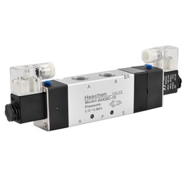 Heschen Electrical Pneumatic Solenoid Valve, 4V430C-15, 12VDC, PT1/2'', 5 Way 3 Position, Double Coil Pilot-Operated Electric Closed Type, CE