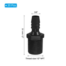 PATIKIL 3/8" Barb x 1/2" NPT Male Connector, 10 Pcs Plastic Hose Barb Fitting Industrial Hose Barb to Pipe Fitting Connect, Pipe Fitting Adapter for Water Air Fuel