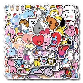55pcs Cartoon BT21 Stickers for Water Bottle,Vinyl Waterproof BT21 Stickers for Laptop,Bumper,Skateboard,Water Bottles,Computer,Phone,Sticker for Kids Teens Adult
