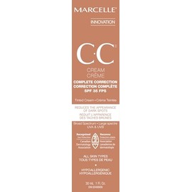 MARCELLE Marcelle CC Cream SPF 35, Medium, Complete Correction, Tinted Moisturizer, Non-Comedogenic, Perfume-Free, Paraben-Free, Oil-Free, Hypoallergenic, Cruelty-Free, 30 mL