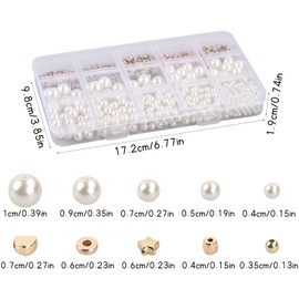 volumoon Beads for Threading, 720 Pieces White Beads Set, Bracelets Pearl Round, Jewellery Beads, Spacer Beads, Craft Beads with Storage Box, Faux Pearls for Necklaces, Bracelets, Decoration