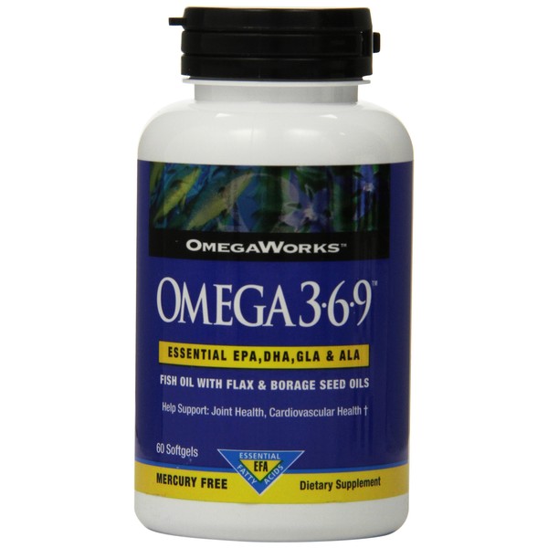 Omegaworks Omega 3.6.9, 60-Count Bottles (Pack of 2)