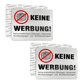 Brushed Aluminium Sticker No Free Newspapers and Advertising 15 x 12 cm No Advertising Letter Box Pack of 2