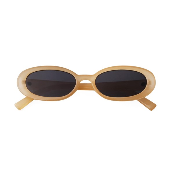 Laurinny 90s Sunglasses, Retro Small Oval Sun Glasses for Women