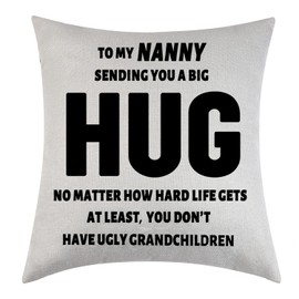 Tihnvk Nanny Gifts From Granddaughter Grandson Pillowcase Sending You A Hug Cushion Cover Birthday Thanksgiving For Nanny Appreciation Presents