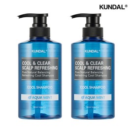 Kundal Cool & Clear Scalp Refreshing Cool Shampoo 500ml x 2 - Aquamint / 쿤달 쿨 앤 클리어 스칼프 리프레싱 쿨 샴푸 500ml 2개 - 아쿠아민트