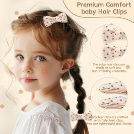 Baby Hair Clips,10Pcs 2" Fully Lined Hair Bow Clips for Babies, Hair Bows Cotton Hair Accessories for Baby,Toddlers, and Little Girls (Brown)