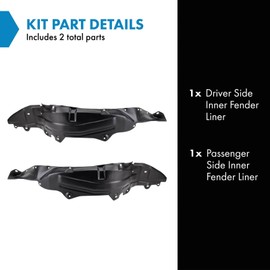 TRQ TRQ Inner Fender Liner Set Compatible with 1999-2005 Mazda Miata MA1248122 MA1249122