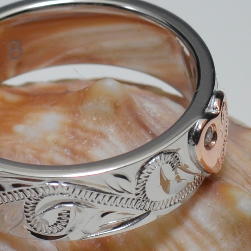 [BreezyIsland] Hawaiian Jewelry Ring, Women's Ring, Pink G Heart, Silver