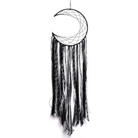 Shiwaki Black tassel dreamcatcher dream catcher home decoration for Bedroom, tent,Sitting room,Balcony,Party.(Moon)