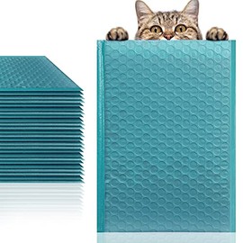 Amiff Pack of 25 Teal Bubble Mailers 5 x 9 Poly Padded Envelopes 5x9 Waterproof Cushion Bags with Peel and Seal Closure, Mailing Pouches for Shipping Packing and Packaging Supplies