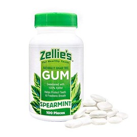 Zellie's | 100% Xylitol Sugar Free Spearmint Chewing Gum | Spearmint Flavor (100 ct)