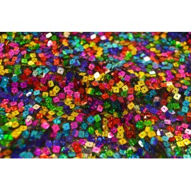 BEN TEXTILES INC Rainbow Square Sequins Fabric by the yard | Colorful Sequins Fabric  | 52" |