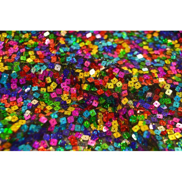 BEN TEXTILES INC Rainbow Square Sequins Fabric by the yard