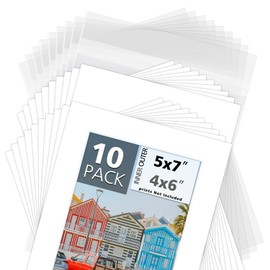 MBC MAT BOARD CENTER, Pack of 10-5x7 Pre-Cut 4x6 - White Mats - for Pictures, Photos, Framing - Kit Includes: 10 White Backboards and 10 Clear Bags - Acid Free, 4-ply Thickness, White Core