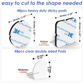 Double Sided Mounting Pad: Heavy Duty Adhesive Foam Strips for Sticky, Thick & Strong Bond on Smooth Surfaces for Car Number Plate, Kitchen Utensils, and More - 96 Round & Quarter Round Pads
