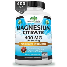 NaturaLife Labs Magnesium Citrate 400mg elemental magnesium 120 tablets vegan
