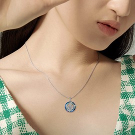 VONALA Scottish Thistle Necklace Sterling Silver Scottish Symbol of Love Crystal Pendant Necklace Jewellery Thistle Gifts for Women Girls, Sterling Silver, No Gemstone