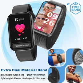 MorePro Health Fitness Tracker with Blood oxy-gen Monitor and 24/7 Heart Rate and Blood Pressure, Sleep Monitor, 120+ Sport Modes Waterproof Fitness Watch for Women Men Android iOS, Black
