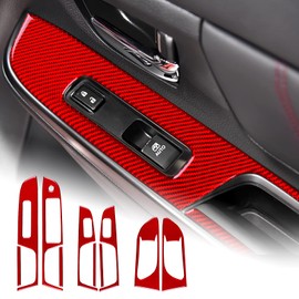 AIRSPEED for Subaru WRX Door Window Control Switch Panel Sticker Door Handle Frame Stickers Interior Decoration for Subaru WRX Saloon 2018 2019 2020 2021 Accessories (Red)