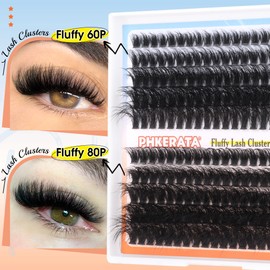 Fluffy Cluster Lashes DIY Lash Extension Kit Individual Eyelashes 10-18MM Lash Clusters with Bond and Seal and Lash Tweezers D Curl 200Pcs Eyelash Extension Kit Eye Lashes by PHKERATA (0.07D,10-18MM)