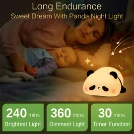 YR YRHH-PET Panda Cute Night Light, LED Panda Lamp, Dimmable Novelty Animal Light, Food Grade Silicone Squishy Nightlight, Light Up Panda Decor for Bedroom College Dorm, Boys Girls Cute Panda Gifts