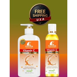 Creme Vitamin C Body Lotion + Skin Brightening Body& Face Oil, 500ml [USA Stock ]